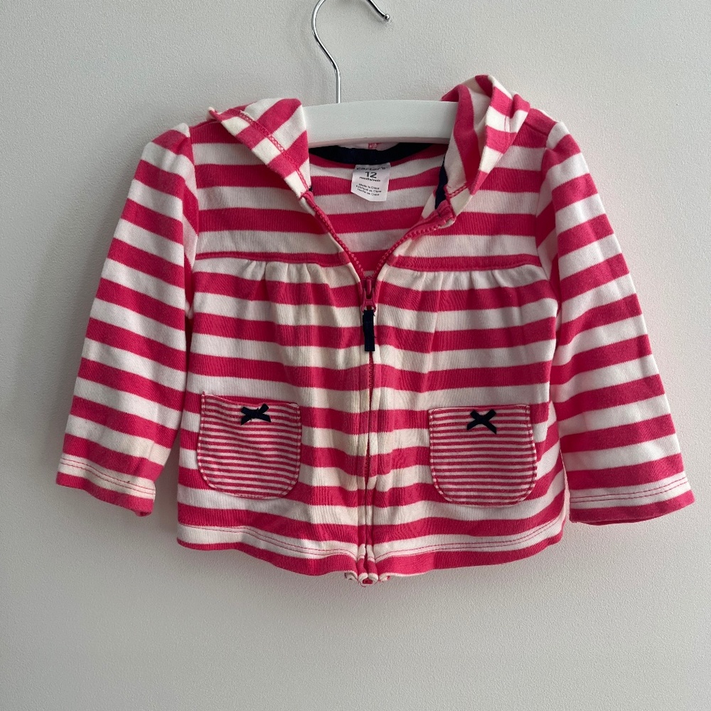 Carter's Girl Stripe Hooded Zip Up 12 month
